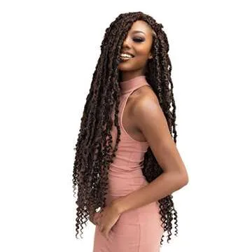 Janet Collection Nala Tress MAVERICK LOCS Crochet Braid 18 (1B (Off Black))