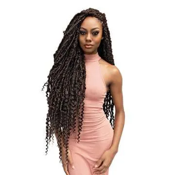 Janet Collection Nala Tress MAVERICK LOCS Crochet Braid 18 (1B (Off Black))