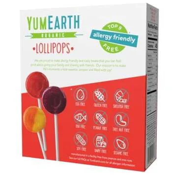 YumEarth Organic Pops Variety Pack, 60 Fruit Flavored Favorites Lollipops, Allergy Friendly, Gluten Free, Non-GMO, Vegan, No Artificial Flavors or Dyes