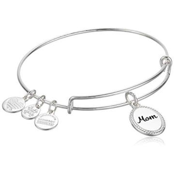 Alex and Ani Because I Love You Mom Expandable Wire Bangle Bracelet for Women, Bonded by Love Charm,...