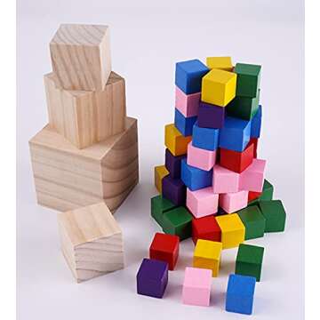 Tosnail 30 Pack Unfinished Wooden Craft Blocks 2 Inch