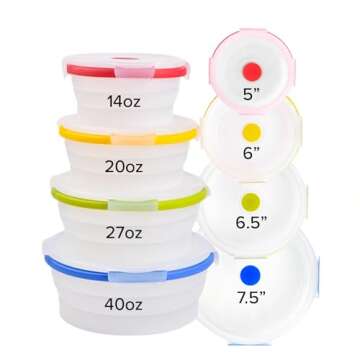 Collapsible Silicone Food Storage Containers - ECOBERI Set of 4