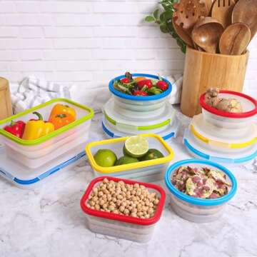 Collapsible Silicone Food Storage Containers - ECOBERI Set of 4