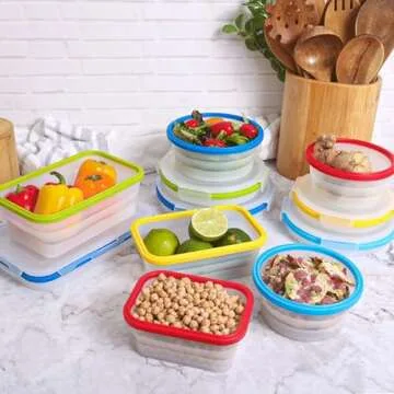Collapsible Silicone Food Storage Containers - ECOBERI Set of 4