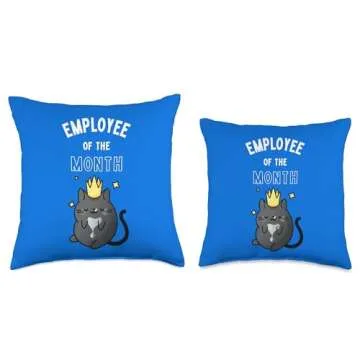 The Cozy Mystery Company Employee of The Month | Black Cat | Boss Throw Pillow, 16x16, Multicolor