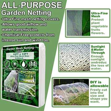 Garden Netting, Plant Covers 10x33Ft Net Ultra Fine Mesh Protection Netting for Vegetable Plants Fru...