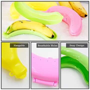 YINPIXUS 3 Pack Banana Case: BPA-Free, Travel-Friendly, Fresh Keeping Fruit Carrier