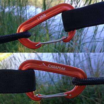 CARAPEAK 12kN Heavy Duty Small D Shape Aluminium Carabiners, Lightweight Wiregate Nonlocking Caribeaner Clip for Hammock, Keychain, Camping, Hiking & Backpack, 6 Pack