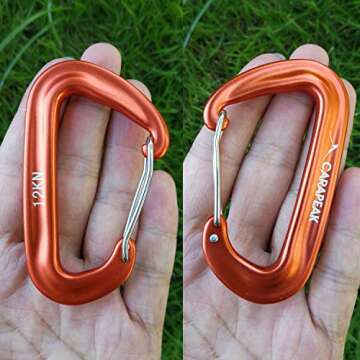 CARAPEAK 12kN Heavy Duty Small D Shape Aluminium Carabiners, Lightweight Wiregate Nonlocking Caribeaner Clip for Hammock, Keychain, Camping, Hiking & Backpack, 6 Pack