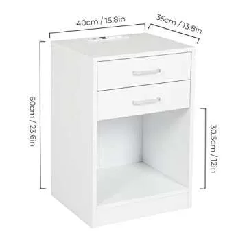 Tiptiper Nightstand Set of 2 with Charging Station, White Night Stands for Bedroom, End Table Side Stand, Bedside Table with Drawers