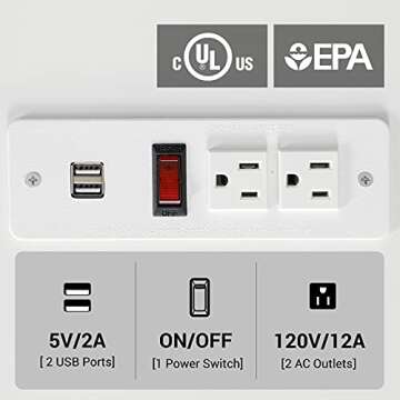 Tiptiper Nightstand Set of 2 with Charging Station, White Night Stands for Bedroom, End Table Side Stand, Bedside Table with Drawers