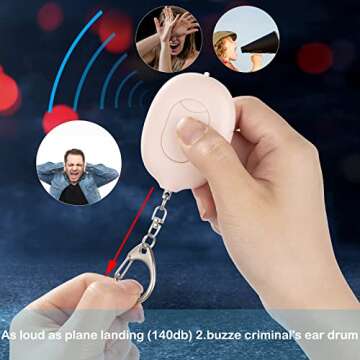 Graduation Gifts Upgraded 3in1 self Defense Personal Alarms for Women Keychain 140dB Loud Siren Safety Protection Device with LED Light USB Rechargeable for Girls Kids Seniors