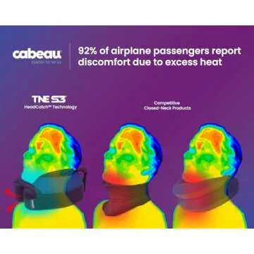 Cabeau The Neck's Evolution, TNE S3 Travel Neck Pillow Memory Foam Airplane Pillow - Neck Pillow with Attachment Straps - 360-Degree Support for Travel, Home, Office, and Gaming - (Sydney Blue)