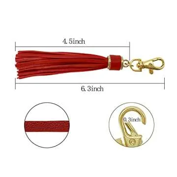 PAMIR TONG 5.9'' 15pcs PU Leather Tassel for Purse With Golden Metal Caps Lobster Swivel Keychain Tassels For Handbag Phone Car Key Jewelry DIY Crafts Jewelry Making GD189