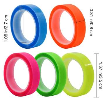 VANRA 5 Rolls Highlighter Tape Transparent Marking Sticker Removable Fluorescent Colored Tags for Re...