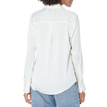 Amazon Essentials Women's Classic-Fit Satin Button Down Blouse (Available in Plus Size), Eggshell, X-Large