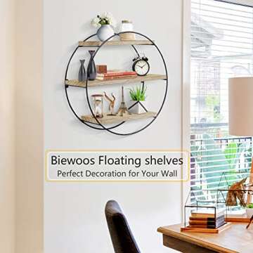 Biewoos Floating Wall Shelf - Rustic Modern Storage Solution