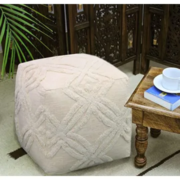 Stylish COTTON CRAFT Hand Tufted Pouf for Home Use