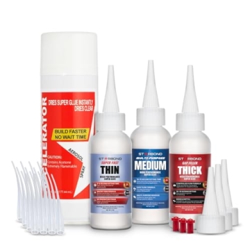 Starbond 2 oz Thin Medium Thick CA Glue with 6 oz Activator Bundle, Premium Cyanoacrylate Super Glue...