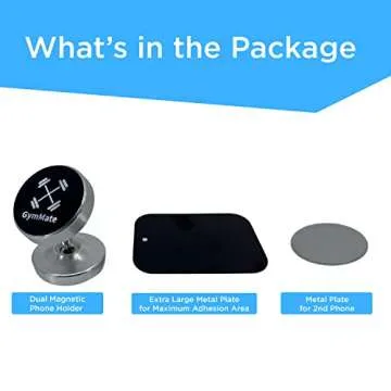 Gym Mate Dual Magnetic Phone Mount & Holder. Attaches magnetically to Metal Surface. Shoot Hands-Free Videos While Working Out. Strong Joints and Magnets. Compact Size.