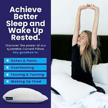 Sidney Sleep Pillow for Side and Back Sleepers - Comfort for Neck and Shoulder Pain - Adjustable and Customizable Shredded Memory Foam Filling - Queen Size - Additional Foam Fill Included (White)