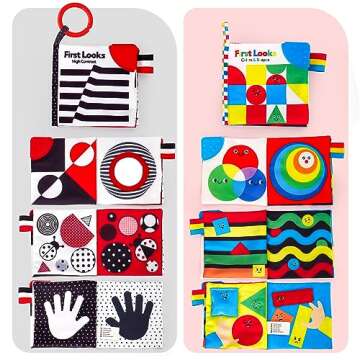 hahaland Baby Books 0-6 Months - 2PCS Infant Toys 0-6m Tummy Time Baby Toy Newborn Toys High Contras...