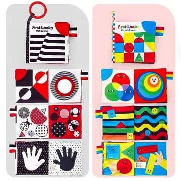 hahaland Baby Books 0-6 Months - 2PCS Infant Toys 0-6m Tummy Time Baby Toy Newborn Toys High Contras...