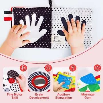 hahaland Baby Books 0-6 Months - 2PCS Infant Toys 0-6m Tummy Time Baby Toy Newborn Toys High Contrast Visual Development Sensory Baby Book Baby Girl Boy Shower Gift Easter Basket Stuffers