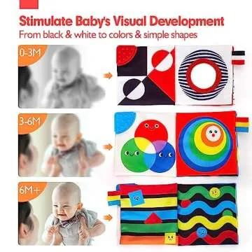 hahaland Baby Books 0-6 Months - 2PCS Infant Toys 0-6m Tummy Time Baby Toy Newborn Toys High Contrast Visual Development Sensory Baby Book Baby Girl Boy Shower Gift Easter Basket Stuffers