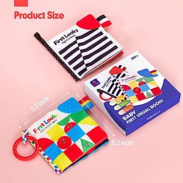 hahaland Baby Books 0-6 Months - 2PCS Infant Toys 0-6m Tummy Time Baby Toy Newborn Toys High Contrast Visual Development Sensory Baby Book Baby Girl Boy Shower Gift Easter Basket Stuffers