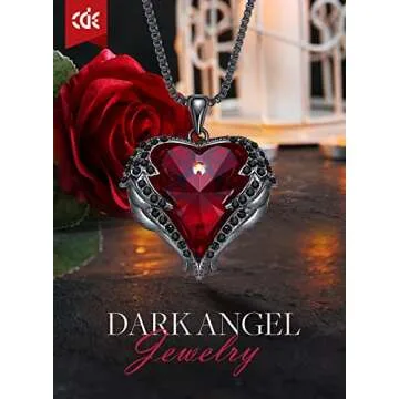 CDE Angel Wing Pendant Necklace with Heart Crystal and Zircon