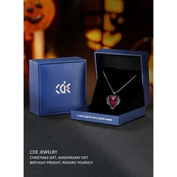 CDE Angel Wing Pendant Necklace with Heart Crystal and Zircon