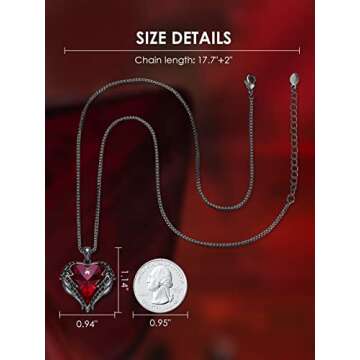 CDE Angel Wing Pendant Necklace White Gold Plated Heart of Ocean Embellished with Austrian Crystals Necklaces Valentine's Day Jewelry Gift for Women Mom Her