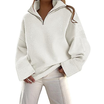 LILLUSORY Women's Oversized Sweaterss 2024 Fall Winter Trendy Cute Quarter Half Zip Cashmere Chunky ...