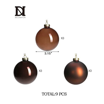 Elegant Brown Glass Christmas Ball Ornaments for Decoration