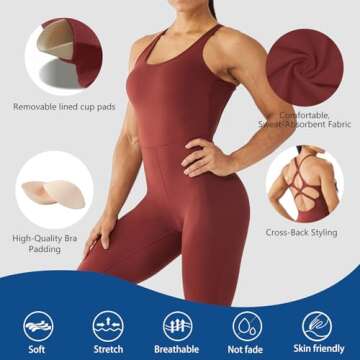 LOVESOFT Women's Sleevesless Bodysuit Dance Unitard, Backless Bodycon Rompers Jumpsuits for Workout Yoga