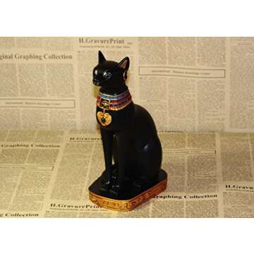 9.5" Ancient Egypt Kitty Egyptian Bastet Cat Goddess Statue Collectible Bastet Sculpture (9.5" Tall)