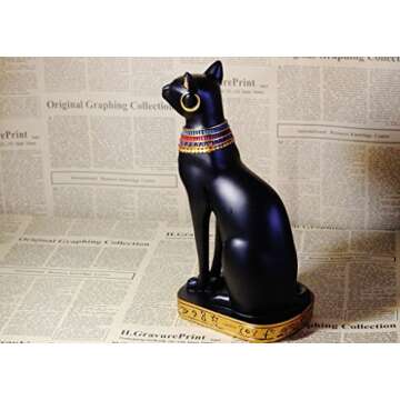 9.5" Ancient Egypt Kitty Egyptian Bastet Cat Goddess Statue Collectible Bastet Sculpture (9.5" Tall)