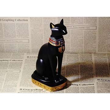 9.5" Ancient Egypt Kitty Egyptian Bastet Cat Goddess Statue Collectible Bastet Sculpture (9.5" Tall)