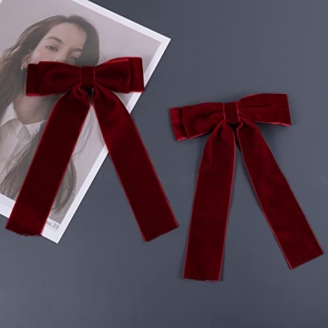 2PCS Handmade Velvet Bow Hair Clips, Headbands for Women Girls, Elegant Hair Ties Hair Styling Acces...