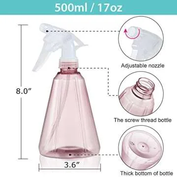 BALABALA Spray Bottles Pack of 5 Water Squirt Bottle 17 oz Adjustable Empty Plastic Storage Containe...