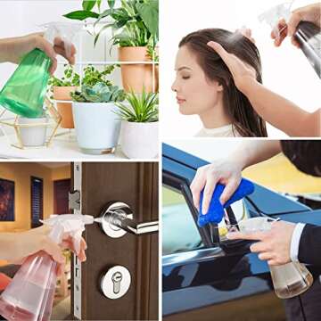 BALABALA Spray Bottles Pack of 5 Water Squirt Bottle 17 oz Adjustable Empty Plastic Storage Container for Cleaning Solutions, Gardening, Pets, Plants, Hair Misting, Leak Proof, BPA Free, 5 Colors