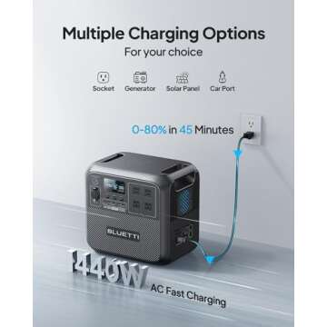 BLUETTI AC180 Portable Power Station, 1152Wh LiFePO4 Battery Backup w/ 4 1800W (2700W peak) AC Outlets, 0-80% in 45Min, Solar Generator for Camping, Off-grid, Power Outage