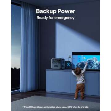 BLUETTI AC180 Portable Power Station, 1152Wh LiFePO4 Battery Backup w/ 4 1800W (2700W peak) AC Outlets, 0-80% in 45Min, Solar Generator for Camping, Off-grid, Power Outage