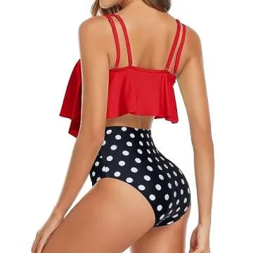Tempt Me Women Red Polka Dot Bikini Two Piece Swimsuit