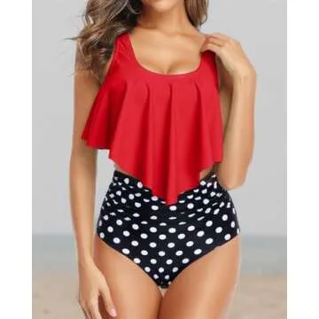 Tempt Me Women Red Polka Dot Bikini Two Piece Swimsuit