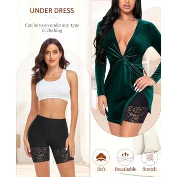 Ganado Slip Shorts for Under Dresses Women Anti Chafing Shorts Underwear Seamless Under Dress Shorts Lace Boyshorts Panties(#1 Black,X-Large)