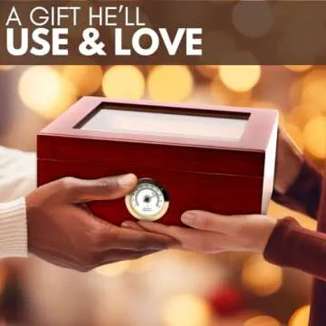 Premium Cigar Humidor for 25-50 Cigars - Elegant Humidor humidor with Hygrometer and Humidifier - Cedar Lined Cigar Box for Optimal Humidity Control