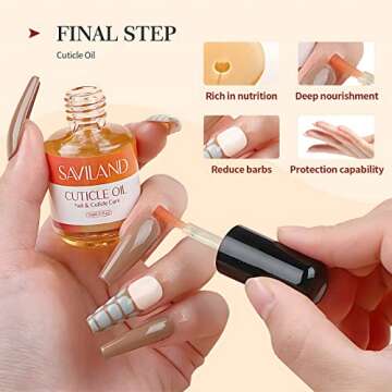SAVILAND 15 ML Nail Dehydrator and Primer and Cuticle Oil for Nails – 16PCS Natural Acid-free Nail Primer and Dehydrator Nail Prep for Gel Nail Polish & Acrylic Nails Salon Nail Art Tools