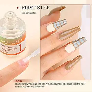 SAVILAND 15 ML Nail Dehydrator and Primer and Cuticle Oil for Nails – 16PCS Natural Acid-free Nail Primer and Dehydrator Nail Prep for Gel Nail Polish & Acrylic Nails Salon Nail Art Tools